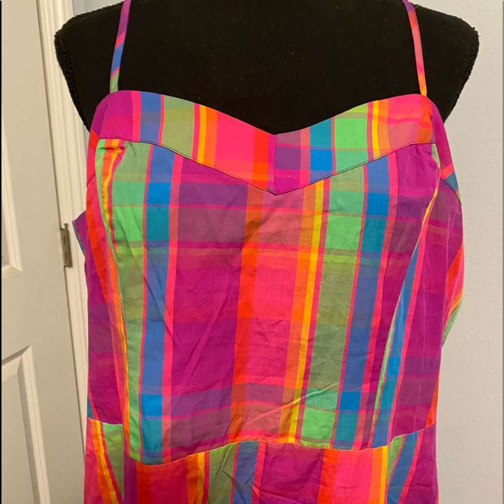 Neon Multi color pink, green, yellow, blue purple dress.